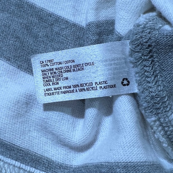 GAP Women's 3/4 Sleeve Mixed Stripe Shirt Cotton - Grey & White - Size XS - Picture 3 of 5